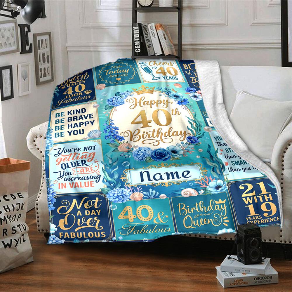 40Th Birthday Celebration Quotesblanket Warmthful Decor Great For Sofa Couch Office Bed Picnics Four Seasons Multipurpose Digital Print Birthday
