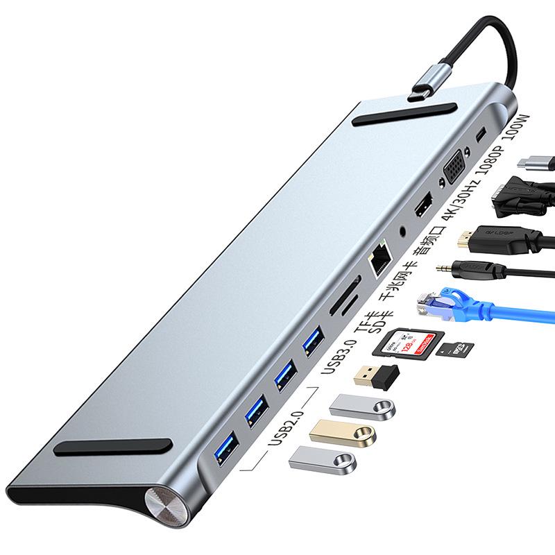 11-in-1 USB-C Hub Docking Station with USB 3.0, PD, VGA & Desktop Stand