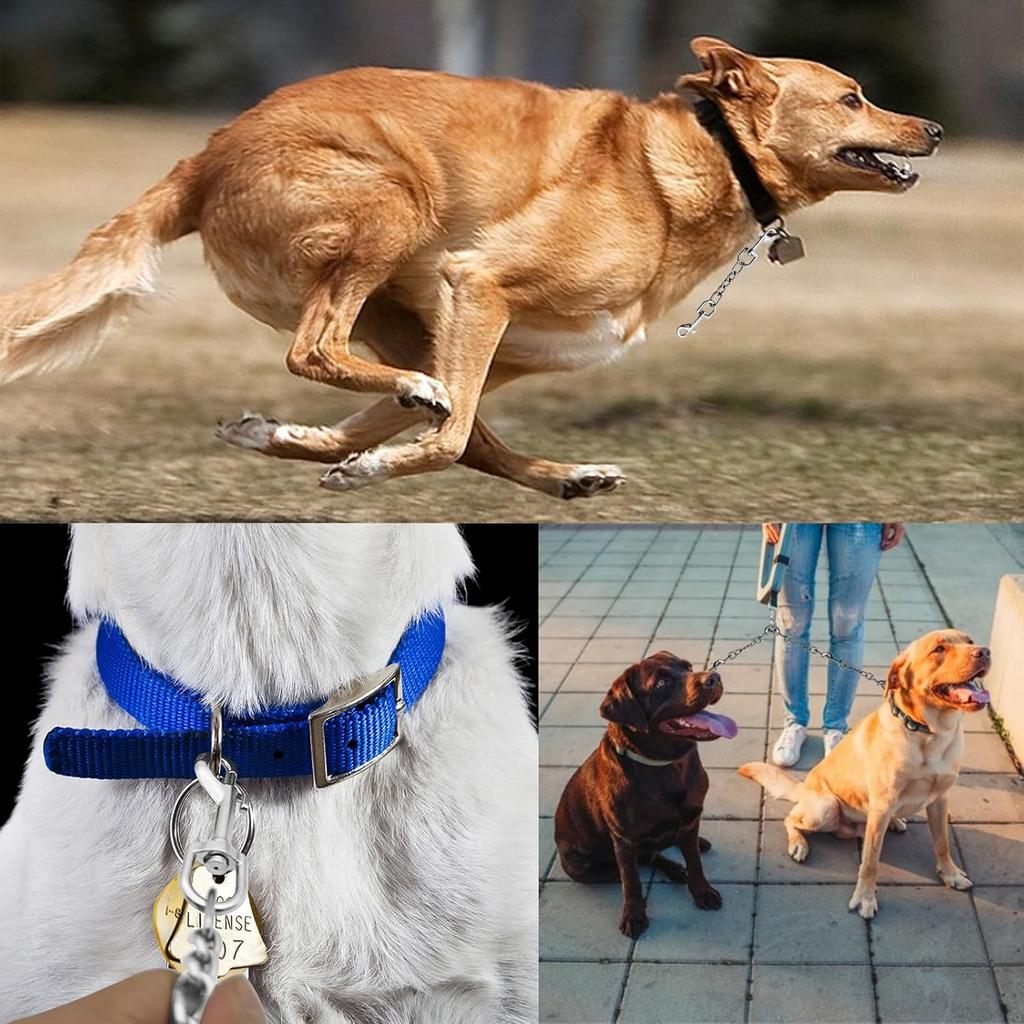 Dog Collar Safety Clip Metal Clasp Double Ended Connector 2 Pack Prong Chew Proof Backup Dog Clip for Pet Harness Collar Leash Necklaces Dog Strap