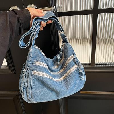 Ευέλικτη Τζιν Μεγάλη Τσάντα για γυναίκες μεγάλη χωρητικότητα Τσάντα Ταχυδρόμου χαλαρό στυλ τσάντα μασχάλης νέα