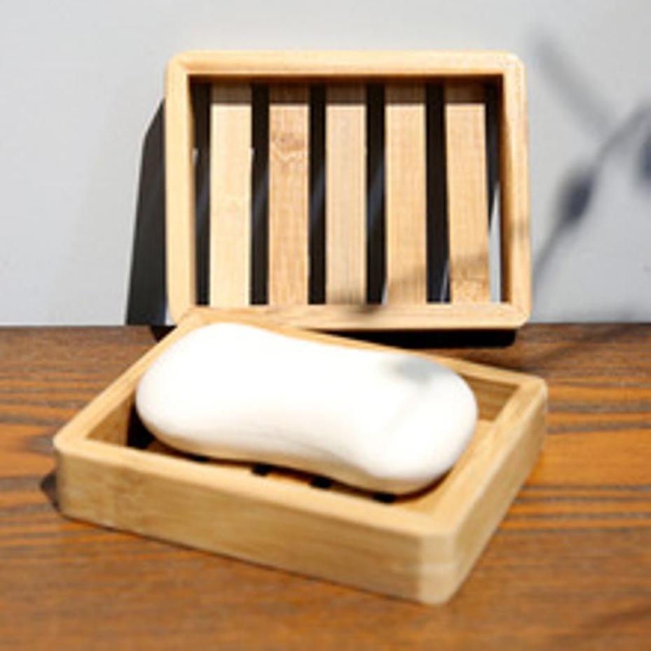 1 Pcs Bamboo Soap Box Japanese Soap Rack Bathroom Family Hotel Bathroom Soap Box Single-layer Draining Wooden Soap Box