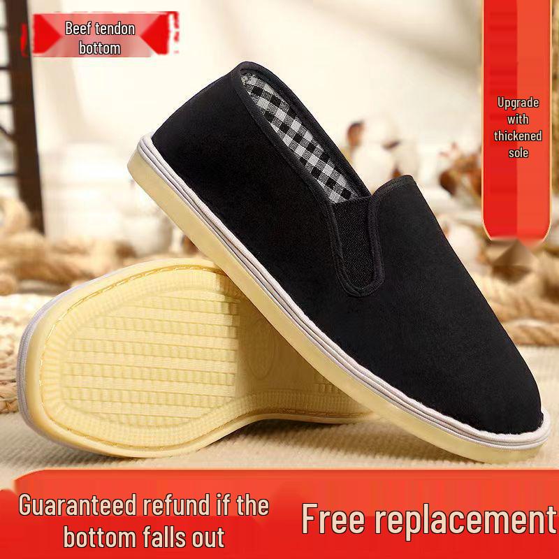 Xishan Cloth Shoes: Spring/Autumn Black Casual Unisex Handmade Slip-Ons with Beef Tendon Sole