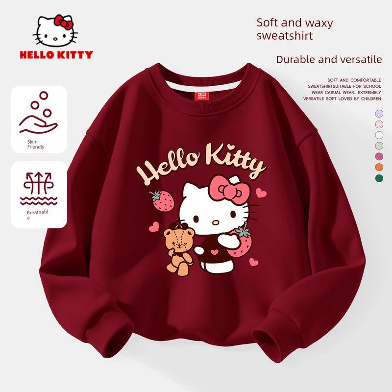 

Детская толстовка Hello Kitty Весенняя Красная Детская с круглым вырезом с длинным рукавом Стильная Повседневная Весенний топ для девочек Ti Hug Burgundy 120 cm