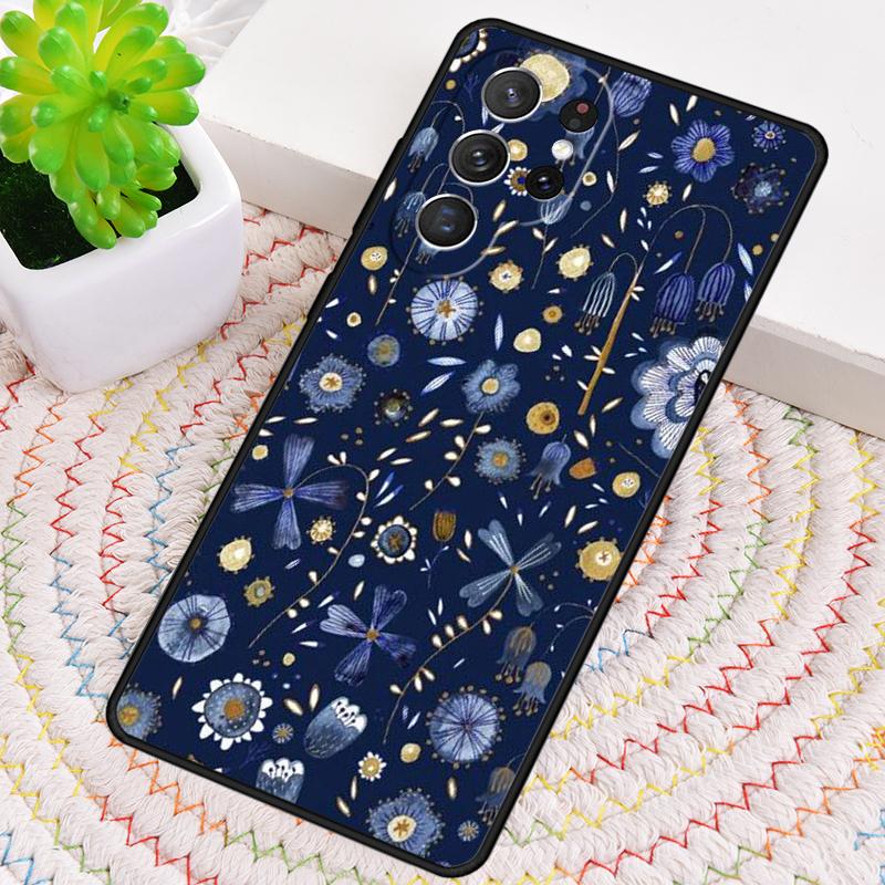 Midnight Floral Silicone Phone Case For Samsung Galaxy note 10 pro S26 S25 S24 S23 S22 S21 Plus S25Ultra Capa Cover