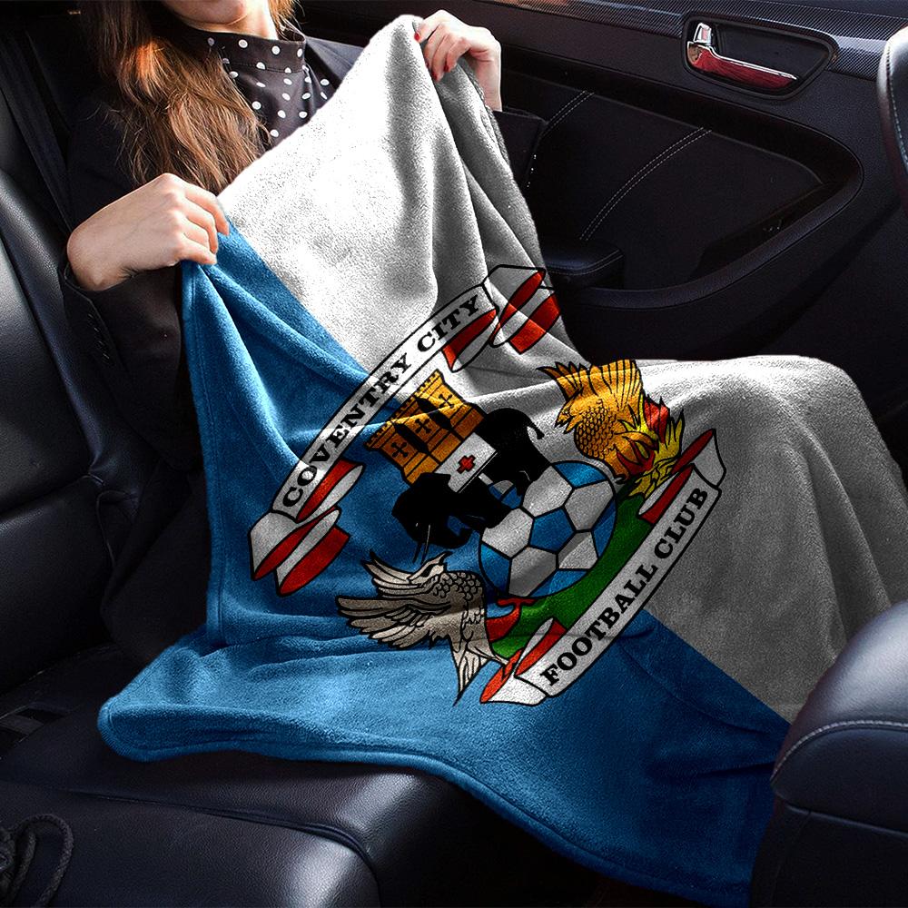 Coventry City Football Club Stemma Bandiera Stampa Coperta in Flanella Morbida Calda Coperta da Divano Letto Soggiorno