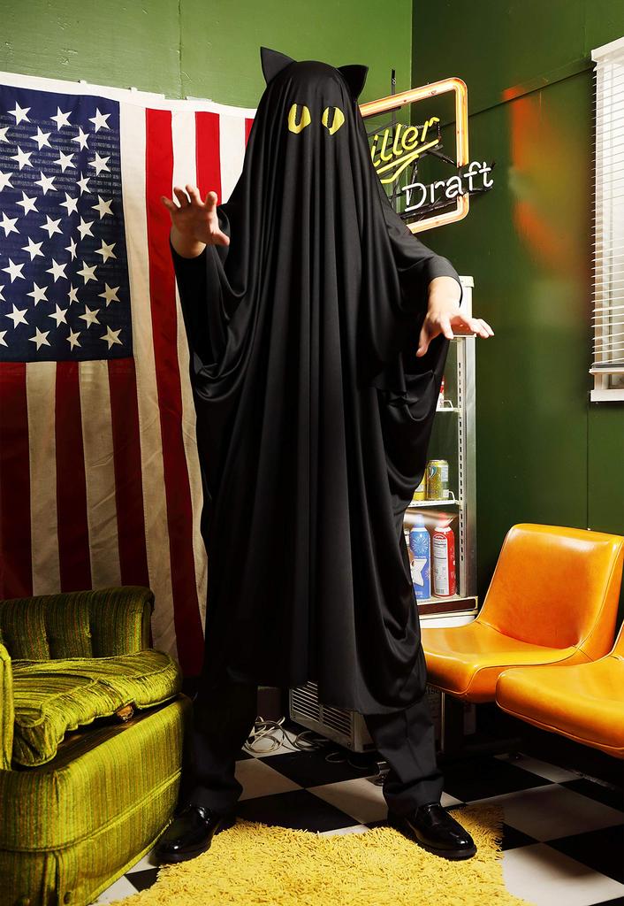 Clearstone Cosplay Halloween Teru Teru Cat Black 2-Way Poncho, Unisex,