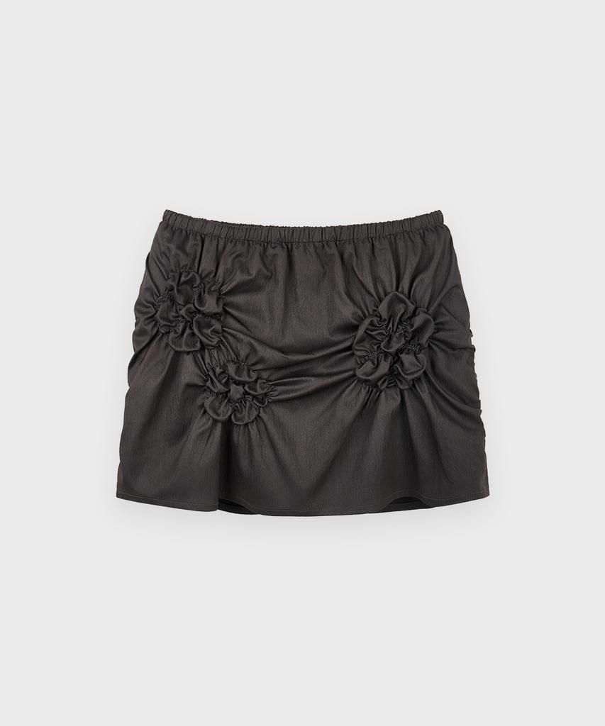 Sinun Flower Scrunch Skirt (Dark Gray)