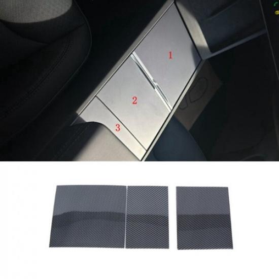 Carbon Fiber 3X Central Console Box Panel Cover Trim For Tesla Model 3 2024 2025