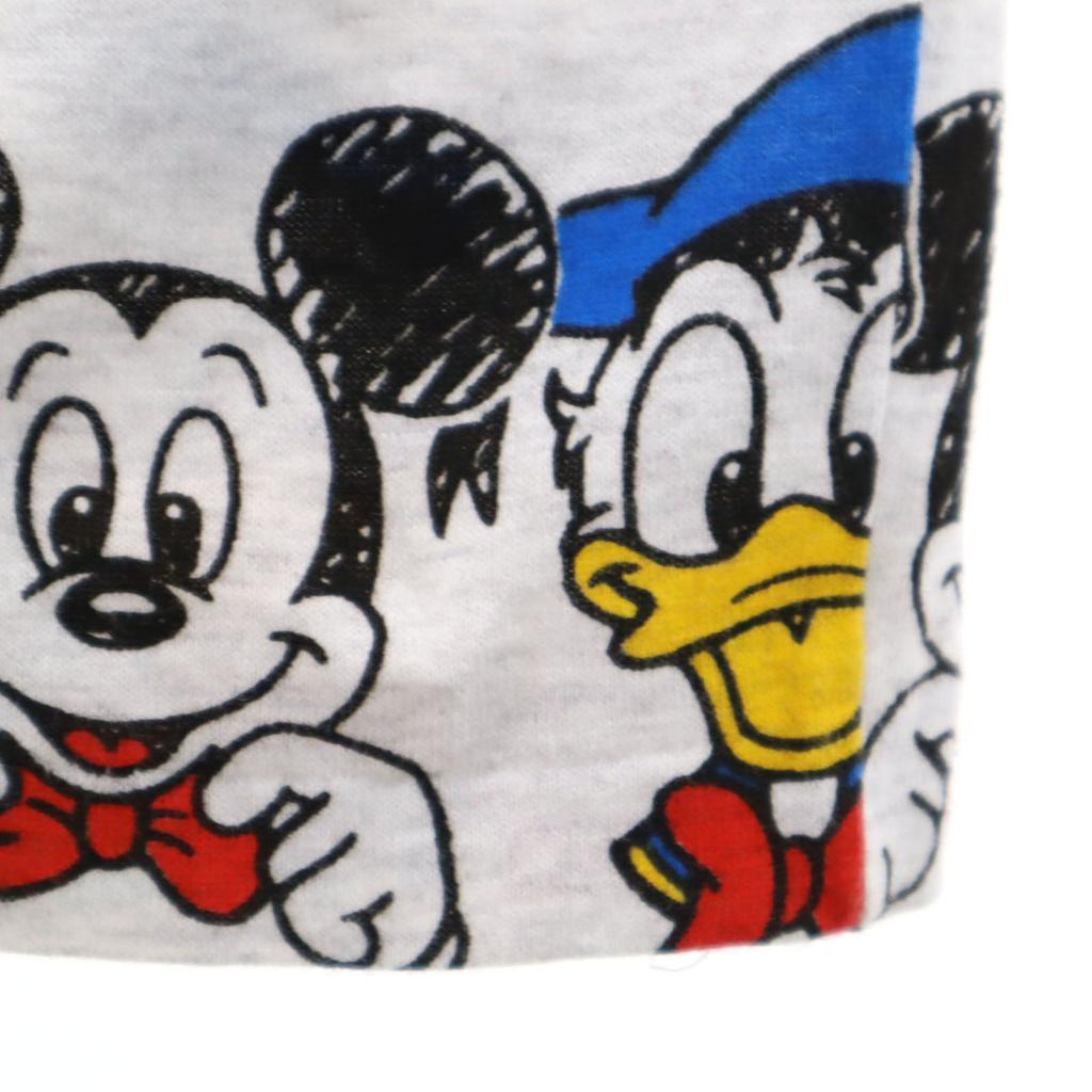 Mickey Family Overall Handle Short Sleeve T-shirt White Gray Women Used