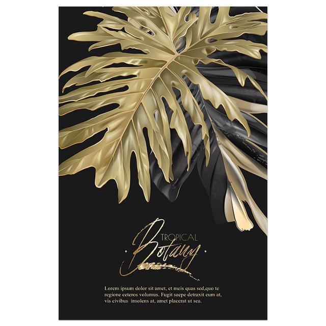 Home Decor Abstract Golden Leaf Plant Wall Art Canvas Painting Nordic Posters and Prints Wall Picture for Living Room Modern Art