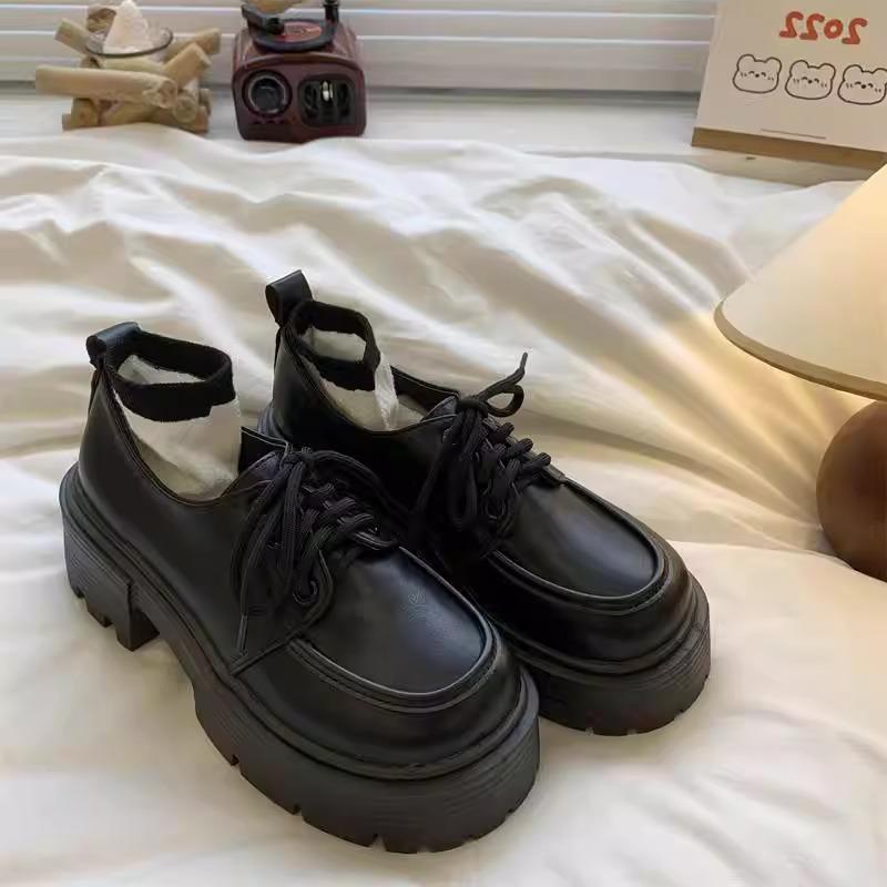 Spring 2025 British style platform Mary Jane small leather shoes women's new skirt versatile college style loafers