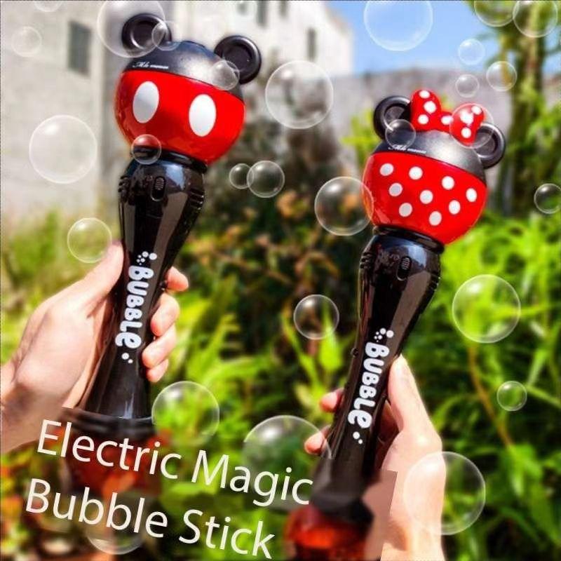 Mickey Cartoon New Bubble Machine Boys and Girl Magic Stick Toys New Mickey Mouse Minnie Electric Soap Bubbles Gift for Children
