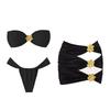3 Piece Bandage Bikini Swimsuit With Beach Skirt 3D Flower Swimwear Swimsuits Bathing Suits Sarongs Print Beachwear Biquini