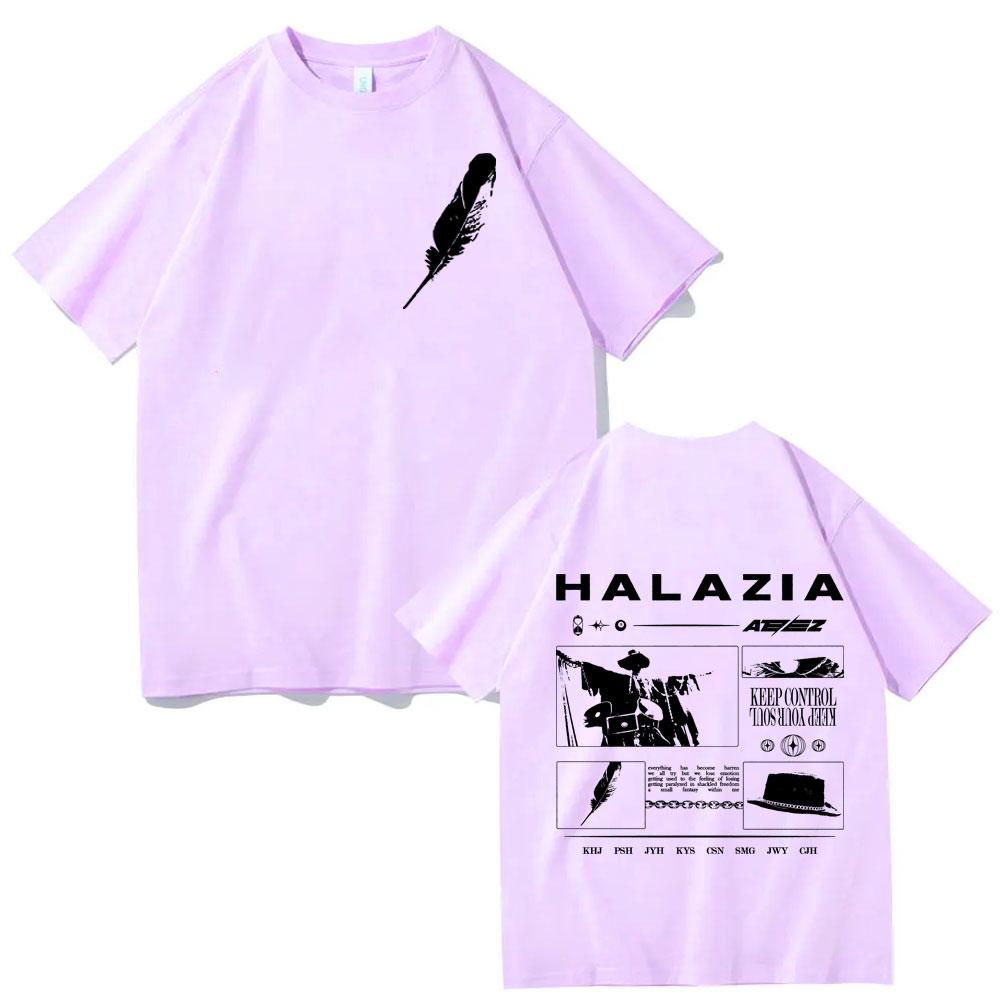 Kpop ATEEZ Halazia Grafik T-Shirts Herren Damen Mode Hip Hop Vintage Kurzarm-T-Shirt Lässig Reine Baumwolle Übergroße T-Shirts