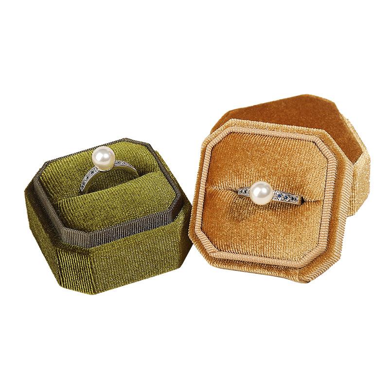 Scatola ottagonale portagioie in velluto, semplice portaanelli, portaorecchini a lobo, scatola regalo per proposta di matrimonio