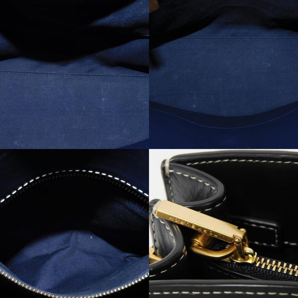 Used Walker Large Canvas Satchel (10833) and Navy Calfskin 2-Way Shoulder Bag (7924) with Double T Logo In Natural,