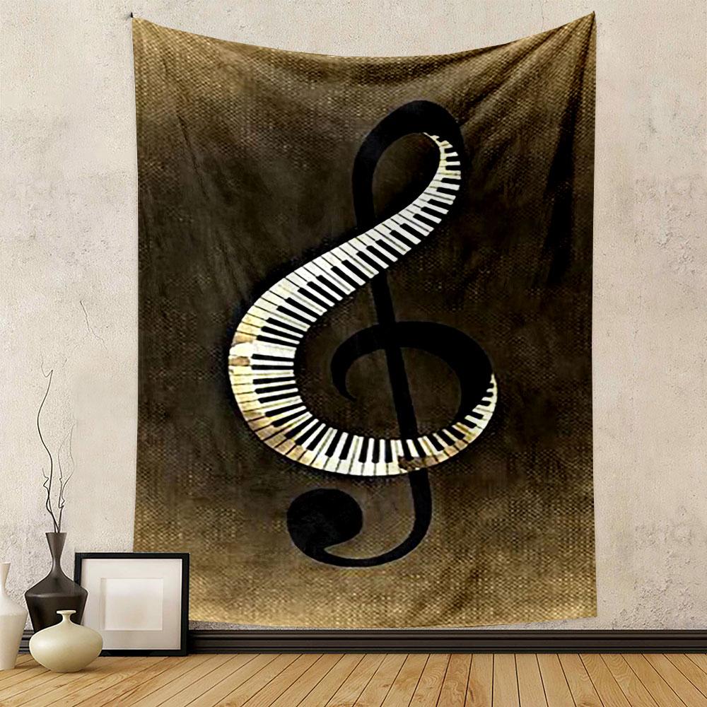 Musical Note with Piano Keys Design Patterned tapestry home decor, suitable for bedroom and living room, gift