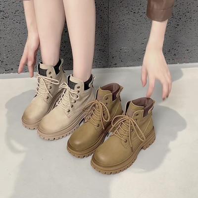 Rindslederversion~ Martin Stiefel Damen Retro schlicht und vielseitig kurze Stiefel Reisen Bergsteigen Kick nicht schlecht große gelbe Stiefel kurze Stiefel
