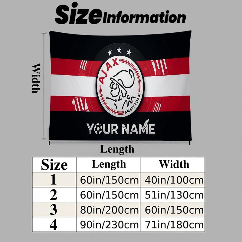 Custom Name AFC Ajax Printed Tapestry – Wall Hanging for Bedrooms, Dorms, and Home Decor