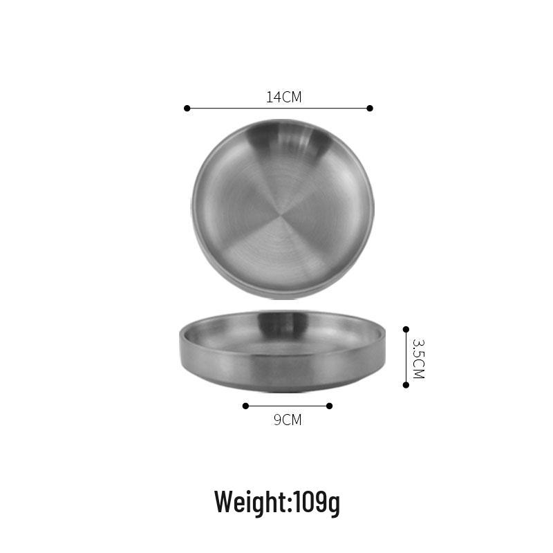 Korean-Style Double Layer Gold Kimchi Dish - Stainless Steel Small Bowl for BBQ, Dipping Sauce, Seasoning.