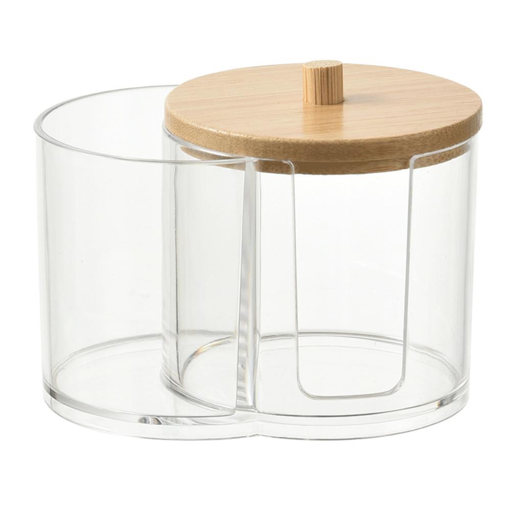 Portable Dual Hole Cotton Swab Holder Modern Round Cosmetic Storage Container for Cotton Pads and Makeup Sponges