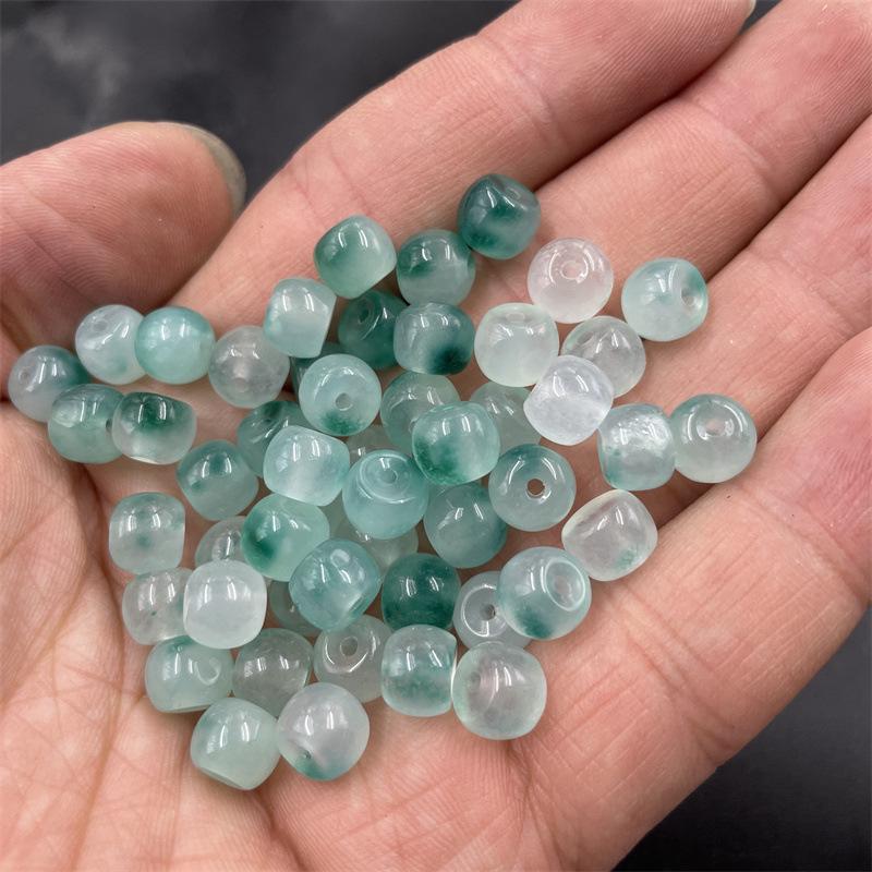 Affordable DIY Jewelry Parts: Blue Veined Bashan Green Jade Old Style Abacus Spacer Beads