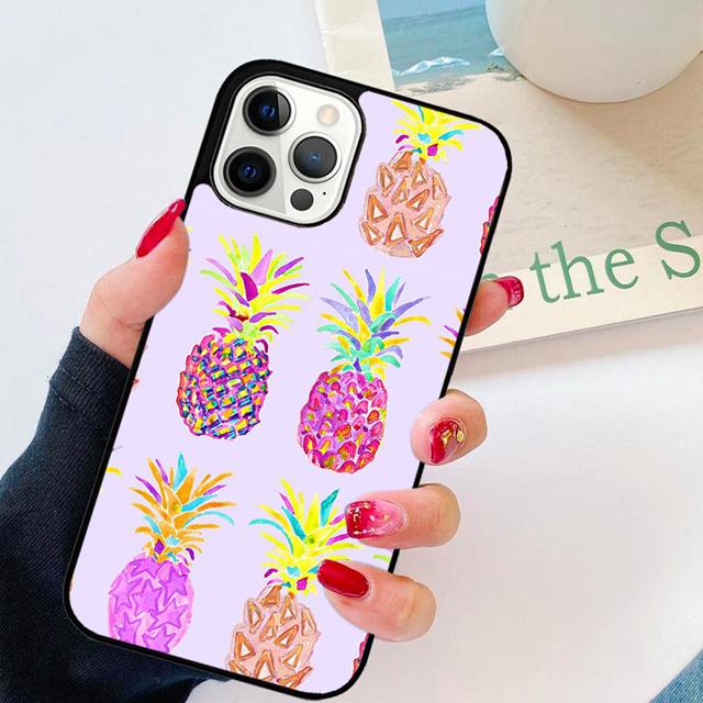 Watercolor Palm Leaves PINEAPPLE Phone Case Cover for iPhone 17 Air 16 15 14 13 11 12 Pro Max Plus Shell Coque
