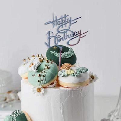 Adorno para tarta de feliz cumpleaños de múltiples estilos, adornos acrílicos para pastel de oro rosa, decoración de bandera para pastel de fiesta de cumpleaños y Baby Shower