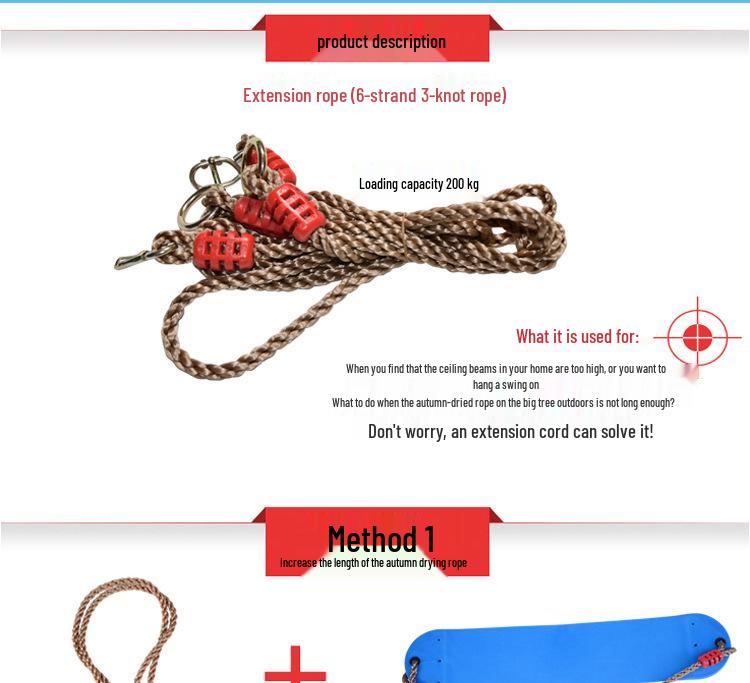 Adjustable Hanging Swing Extension and Suspension Rope Set
