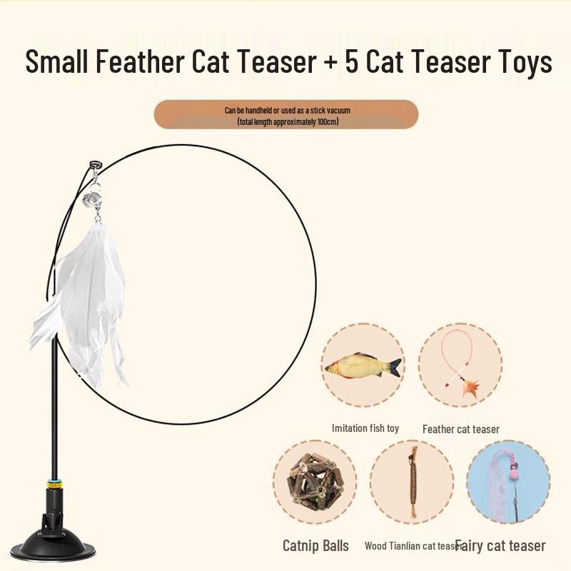 Self-Entertainment Cat Teaser Wand with Suction Cup - Stress Relief Toy for Kittens