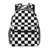 Black And White Checkered Backpacks Boys Girls Bookbag Students School Bags Cartoon Kids Rucksack Shoulder Bag Large Capacity