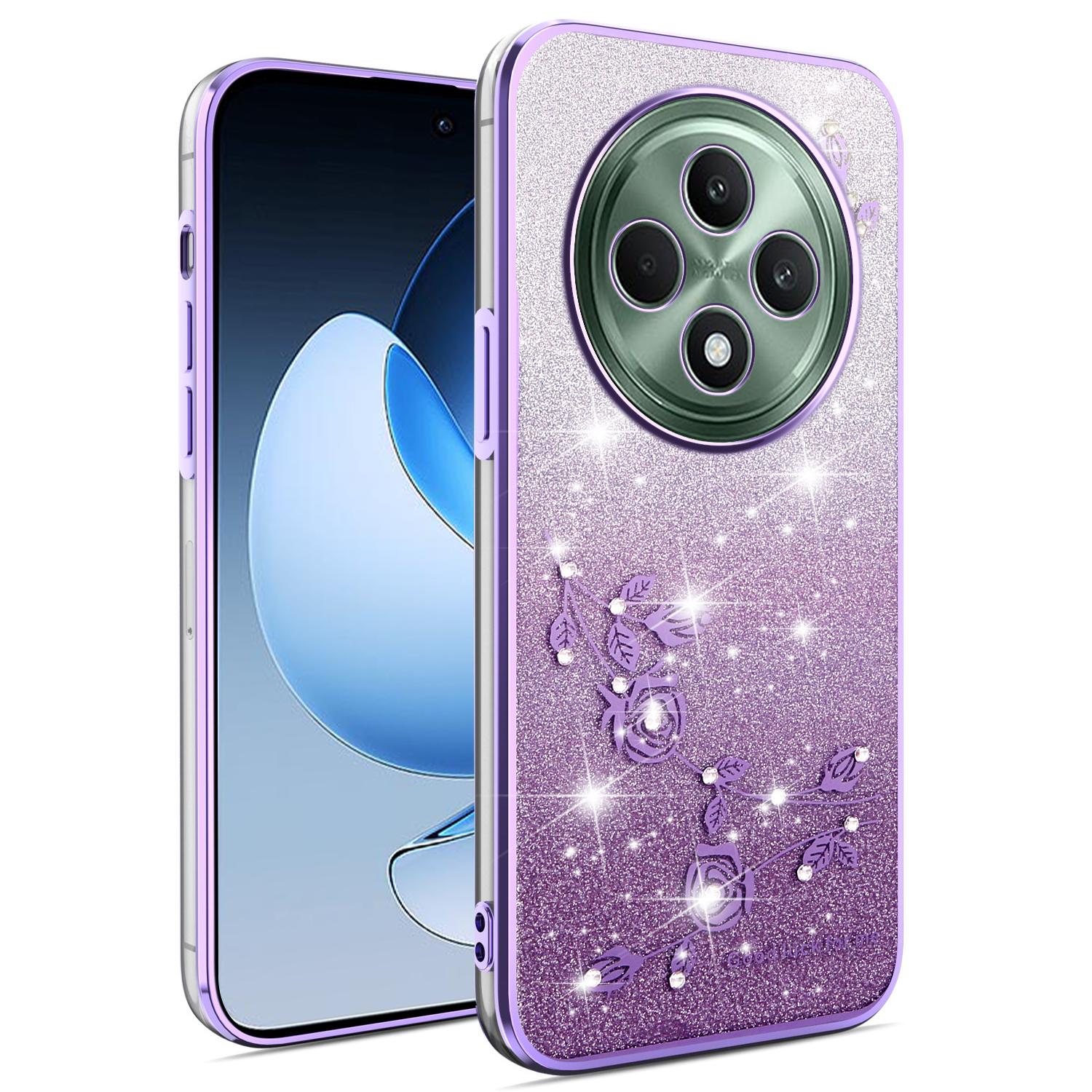 

Чохол для Oppo Reno12 F 5G Квітковий TPU Гнучкий Градієнтний Чохол для Телефону Purple