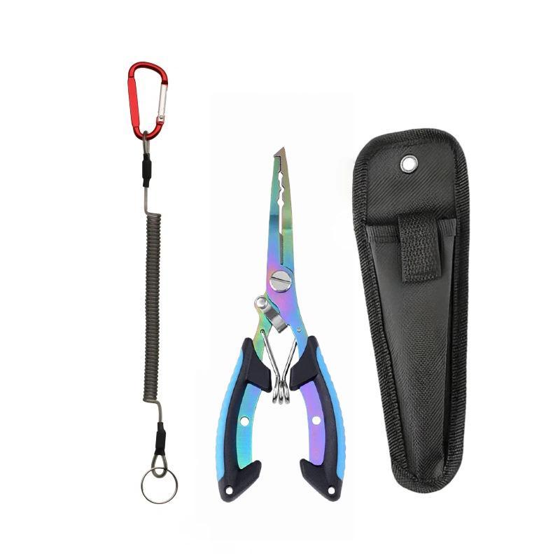 Portable Fishing Path Pliers Coated With Colored Titanium Multifunctional Fishing Pliers Gripper Stainless Steel Hook Cutter