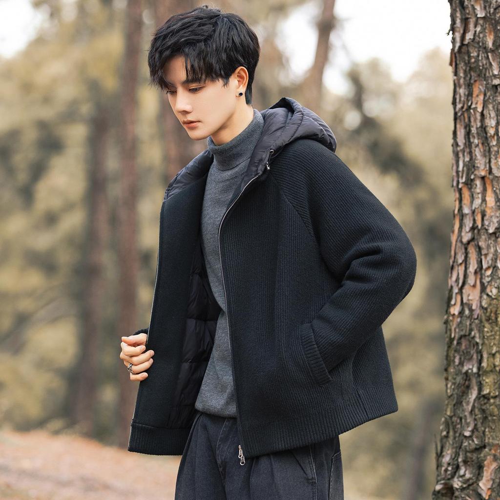 2025 Men's Loose Hooded White Duck Down Jacket - Trendy Casual Winter Knit