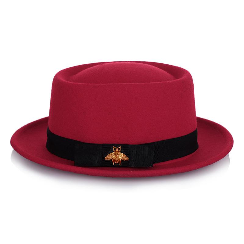 Hat Autumn and Winter Women Pure Wool Jazz Hat Fashion Bee Accessories Traditional Craft Felt Hat
