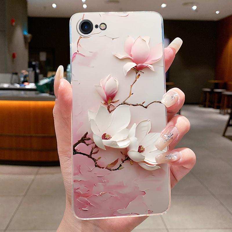Flowers Case For iphone 7 8 Plus SE 2020 Capa Clear Soft Silicone Phone Covers For iphone 7plus 8+ Fundas Pattern Transparent