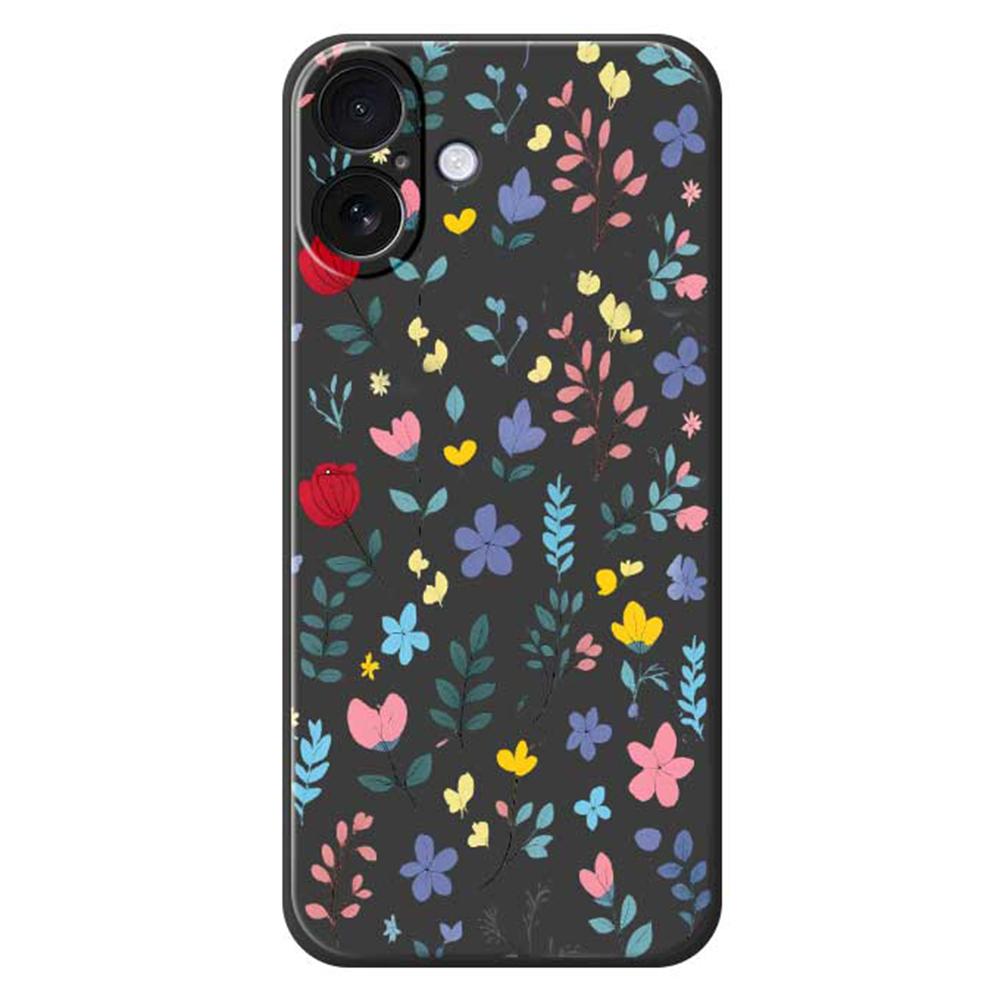 For iPhone 17 Case Colorful Flower Branches Pattern Printing Straight Edge TPU Phone Back Cover