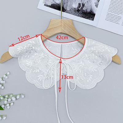 Women Girls Lace Fake Collar Shoulder Wrap Detachable Mesh Embroidery Floral Lace Shawl Wrap Cape Half Shirt Collar