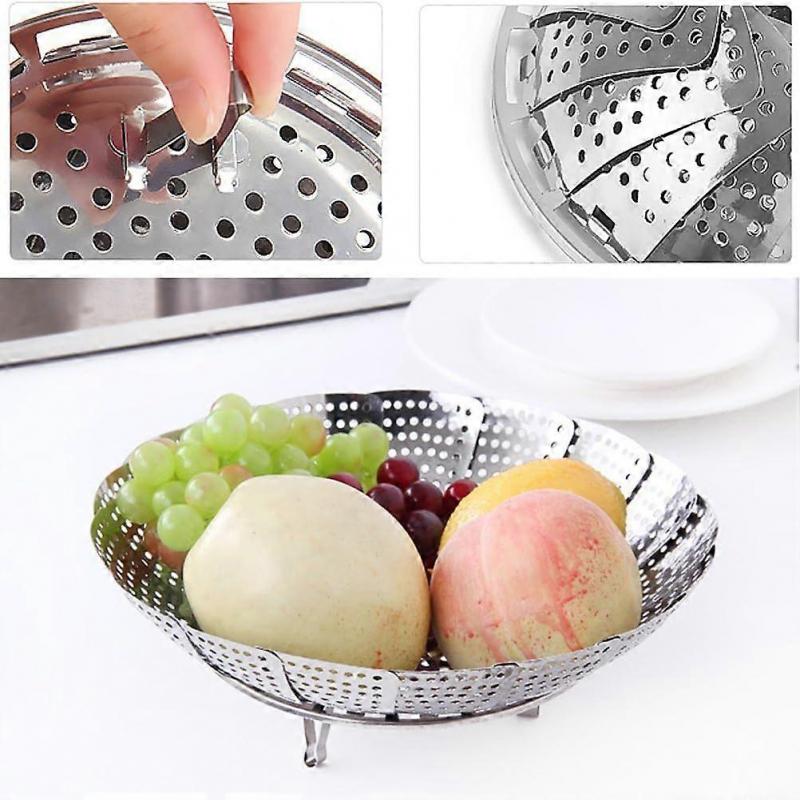 Vegetable steamer with steamer basket is made of stainless steel, used for vegetables, stews and various cooking