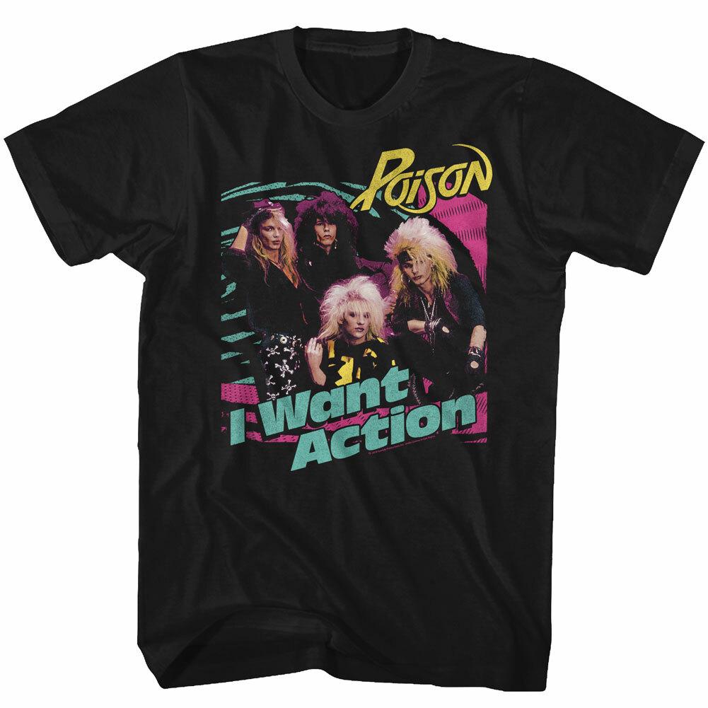 Poison I Want Action Men T Shirt 80 Rock Music Band Merch L