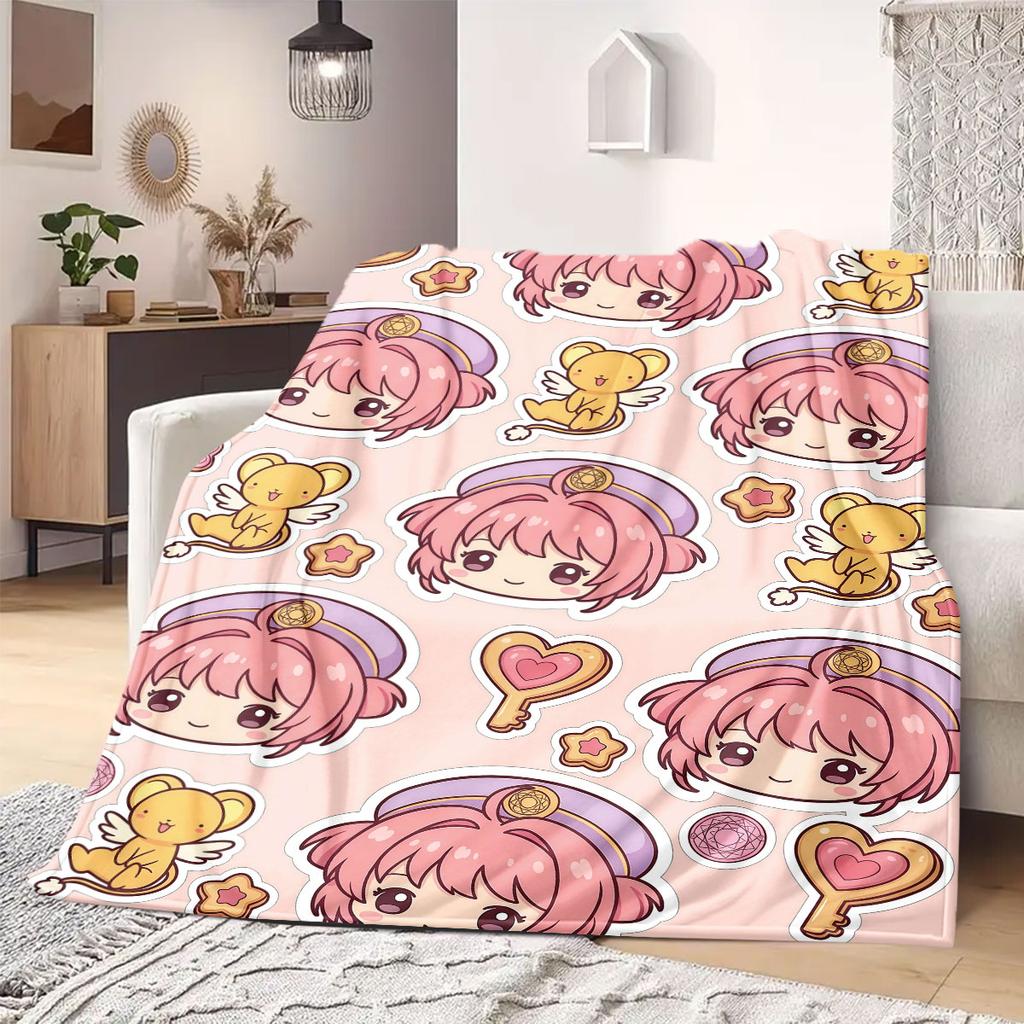 Cardcaptor Sakura Solider 2D-Druck Flanelldecke, Anime-Charakter für Sofa, Weiche Reise-Picknick-Kuscheldecke_LIAN