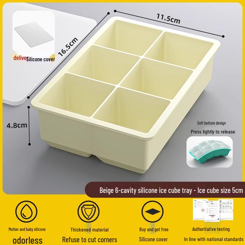 Large Silicone Ice Cube Tray with Lid - Food Grade, BPA Free