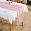 180*90/90*340Cm Cheesecloth Table Runner Gauze Tablecloth Semi-Sheer Crinkle Table Cover Boho Rustic Decorations Bridal Shower