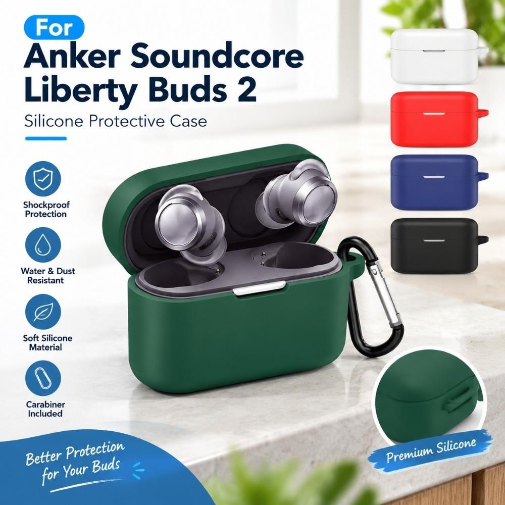 with Carabiner Earphone Cover Headphone Protective Case for Anker Soundcore Liberty Buds 2