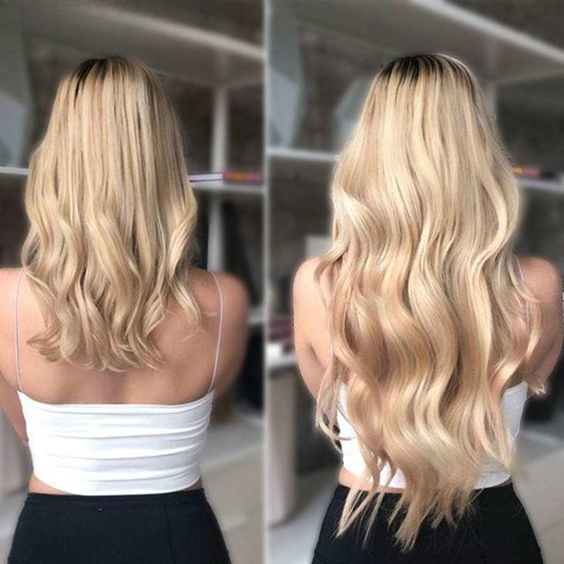 24" Invisible Wire No Clips In Hair Extensions Secret Fish Line Hairpieces Synthetic Wavy Straight Hair Extensions