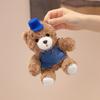 Stuffed Bear Plush Toy 3 Styles Brown Bear Cowboy Hat Red Bow Blue Hat Soft Plush Desk Ornament Home Office Room Decor Gift