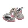 Women's Platform Thick-soled Casual Shoes, Metallic Silver Dad Shoes, Spring Style, Small Height-increasing Shoes