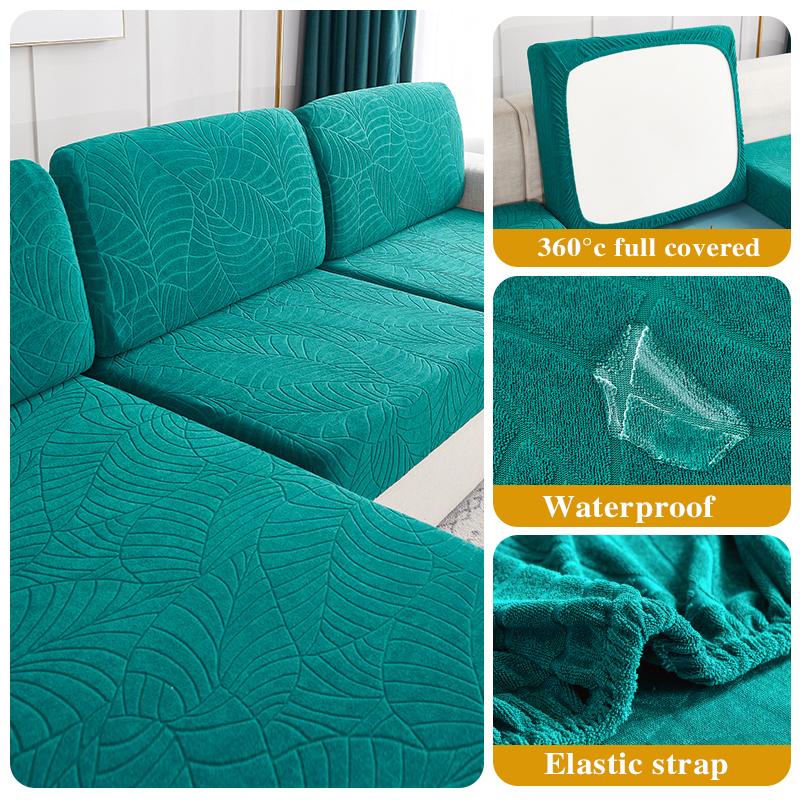Water Resistant Seat Cushion Cover Elastic Grey Sofa Cover Furniture Protector For Pets Kids Removable