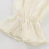 Women's White Ruffled Semi-Transparent Round Neck Tie Long Sleeve Layered Shirt - New French Autumn Design