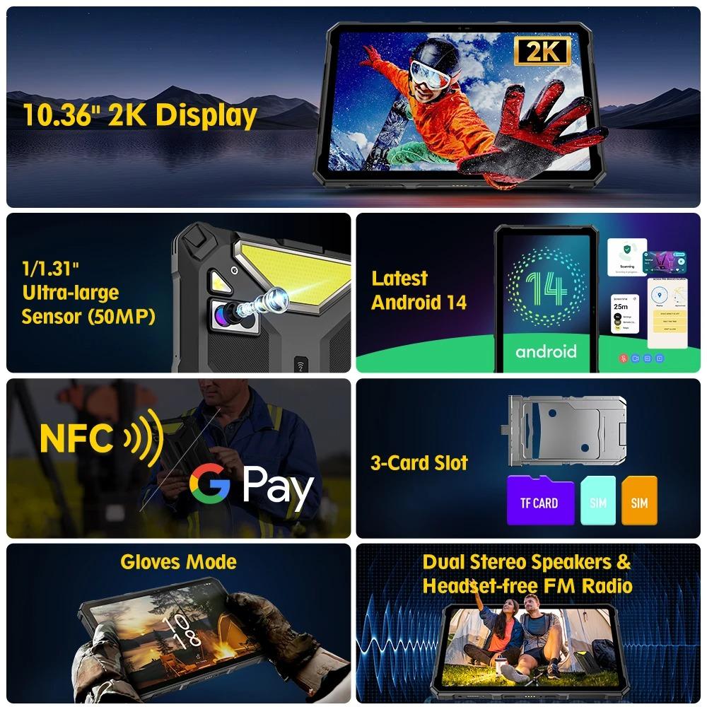 Ulefone Armor Pad 4 Ultra 5G Rugged Tablet Thermal lmaging 11800mAh 10.36" 2K Up to 16GB+256GB Android 15 LED